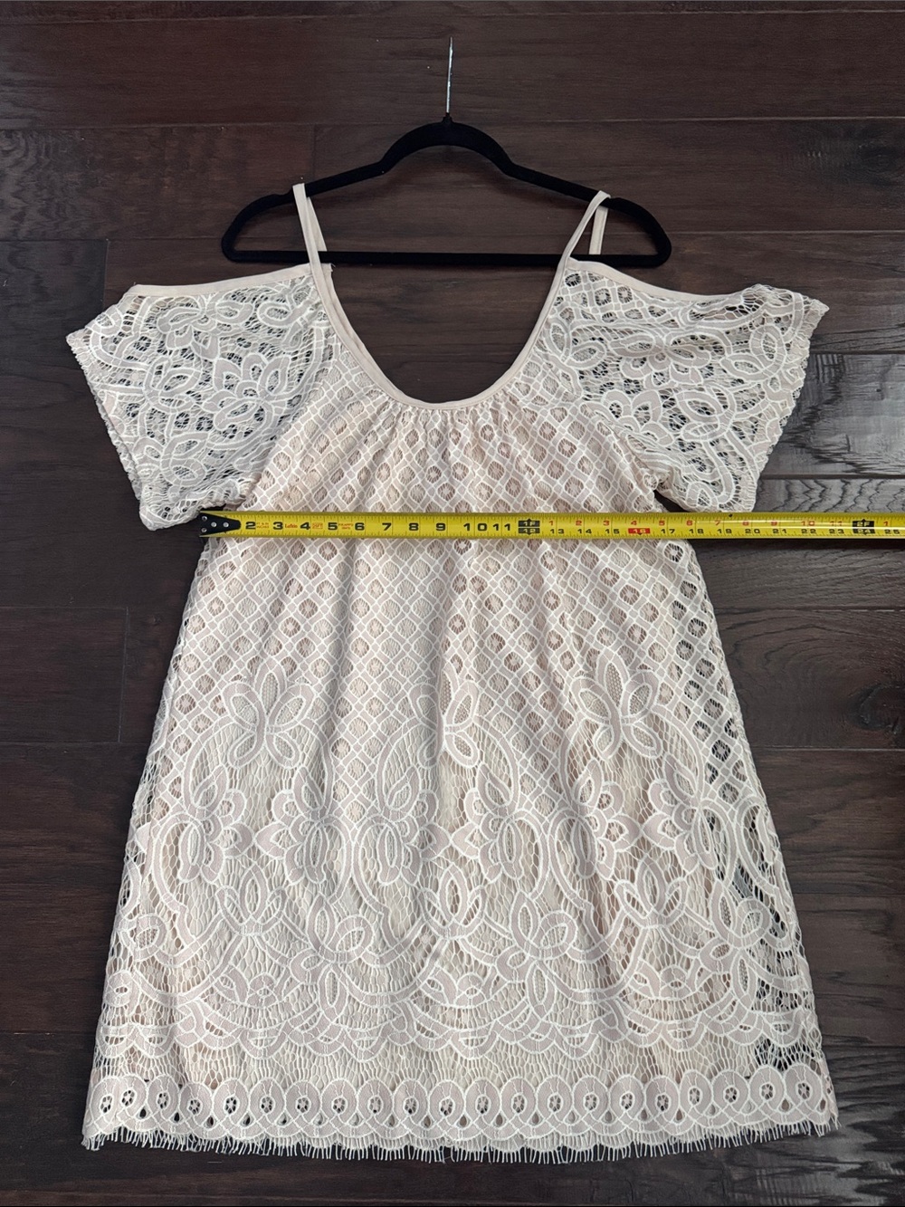 VENUS Blush Lace Cold-Shoulder Mini Dress - Picture 3 of 7